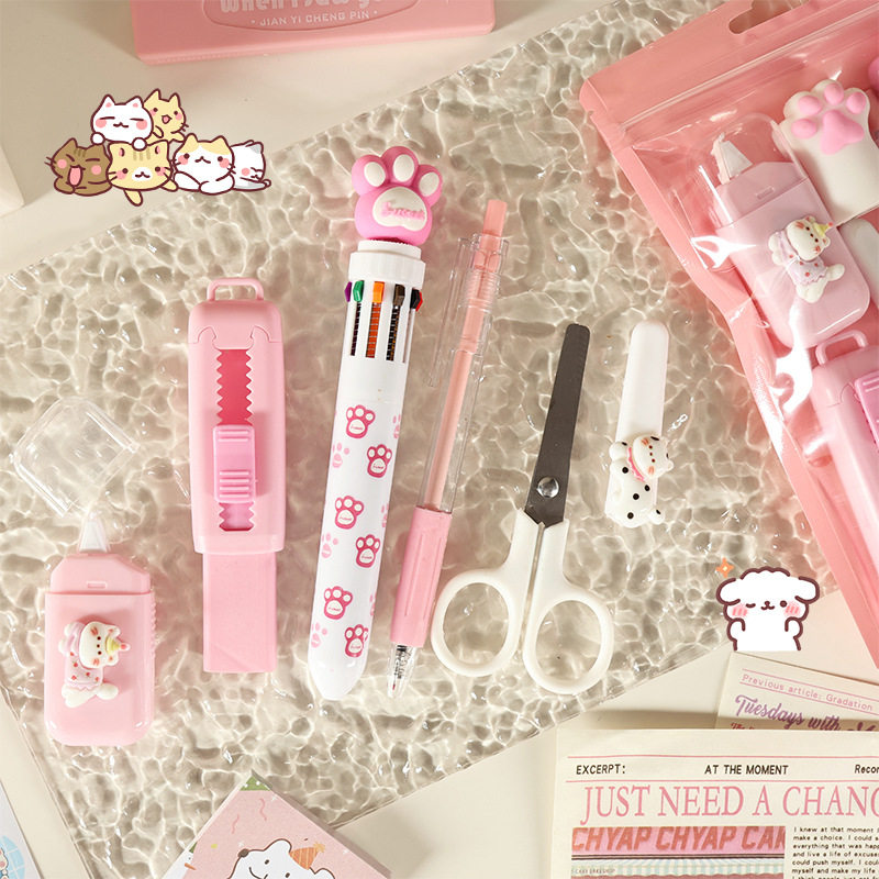 Cross-Border Student Cat Stationery Supplies, High-Looking Ins Style, Simple and Cute, Large-Capacity Practical Set, Souvenir