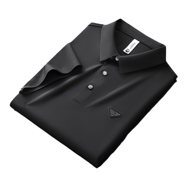 无痕压胶短袖polo衫男商务休闲夏季薄款免烫弹力男士t恤高级感