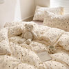 Thickened Double-Layer Yarn Four-Piece Bedding Cartoon Cute Bed Sheet Quilt Cover Bed Cover Cotton and Linen Dormitory Three-Piece Set