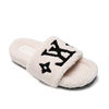 Influencer Picks Furry Slippers for Women 2025 New Autumn and Winter Towel Embroidered Letters Warm Flats Furry Shoes for Outer Wear