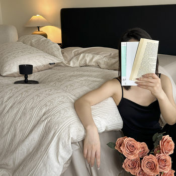 High-End 100 Cotton High-Count Jacquard Four-Piece Set Simple Accessible Luxury Satin Pure Cotton Bed Sheetss 1.8 Bedding