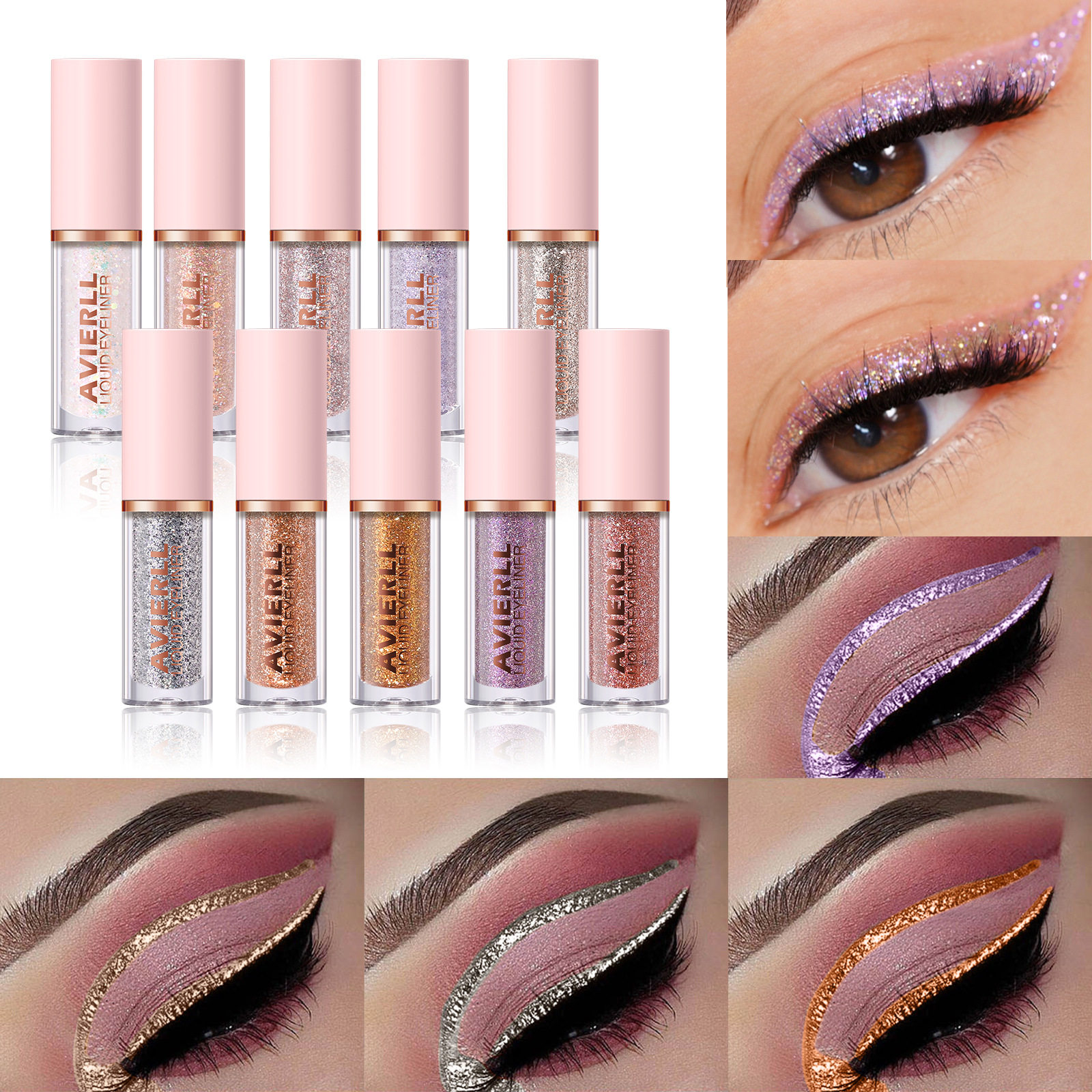 Cross-Border New 10-Color Shiny Liquid Eyeliner Sparkling Colorful Eye Shadow Liquid Pearlescent Brightening Eye Shadow Fine