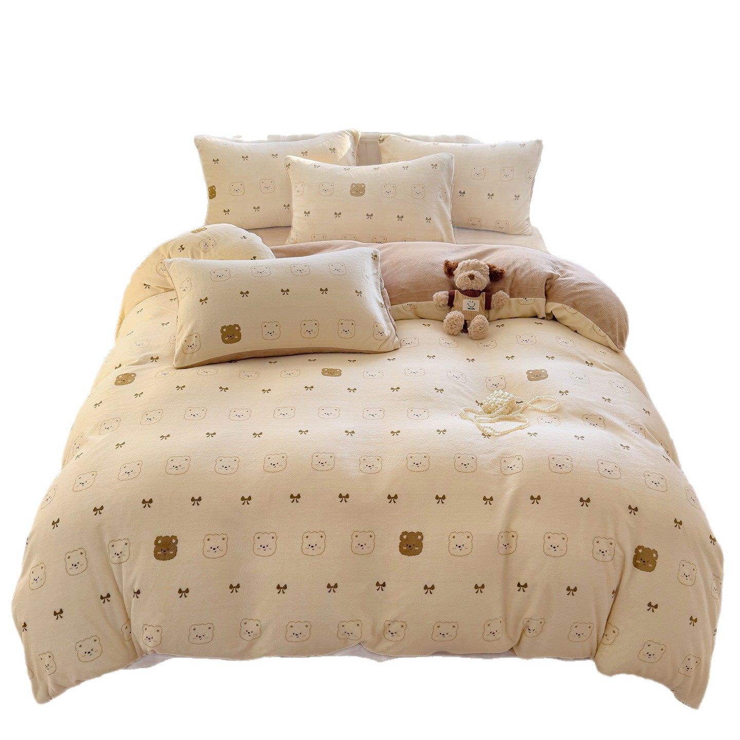 Class a Milk Velvet Bed Four-Piece Set Winter Thickeneded Coral Velvet Double-Sided Fleece-Lined Bed Bed Sheets Quilt Cover Dormitory Three-Piece Set