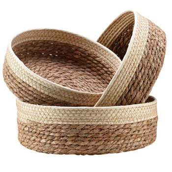Storage basket woven basket organizing storage straw cosmetics storage Pu straw snack storage desktop storage basket