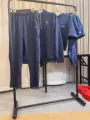 Round neck hoodie, long pants, navy blue