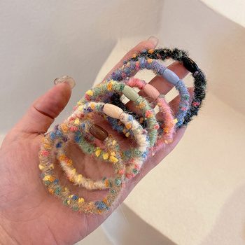 Milk coffee color wool head rope high elastic durable rubber band women's hair band autumn and winter hair band does not hurt hair ball hair rope