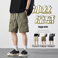 Men's Cargo Shorts Summer Thin Loose Fit Quick-Dry Casual 5-Inch Shorts