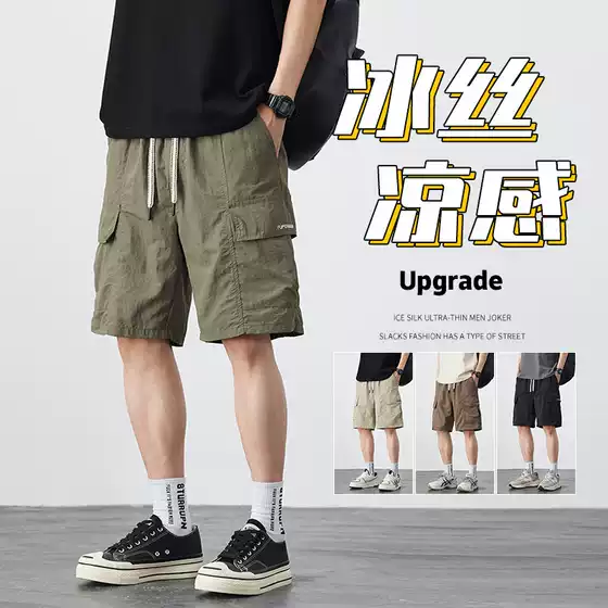 Men's Cargo Shorts Summer Thin Loose Fit Quick-Dry Casual 5-Inch Shorts