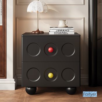 Singularity Size 2025 Solid Wood Bedside Table Canon Creative Multi-Retro Small Apartment Bedside Cabinet Black Drawer Cabinet