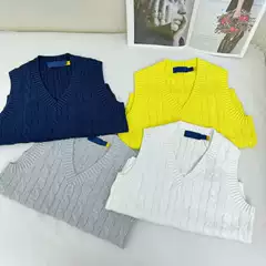 RL Ralph Pony Embroidered V-neck Cotton Knitted Vest Simple All-match Vest for Women