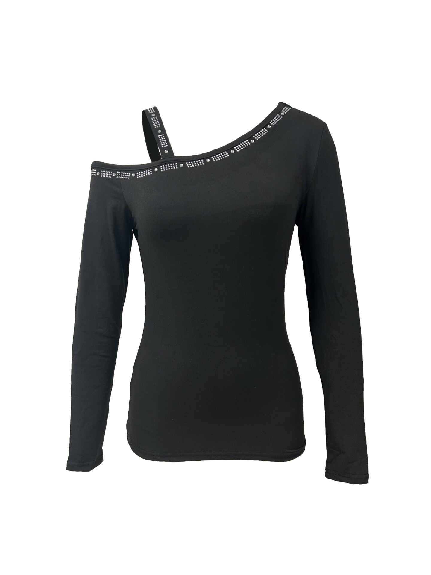 Womens Off Shoulder Long Sleeve T Shirt Slim Fit Solid Color Comfortable Fabric Autumn Casual Wear Wholesale