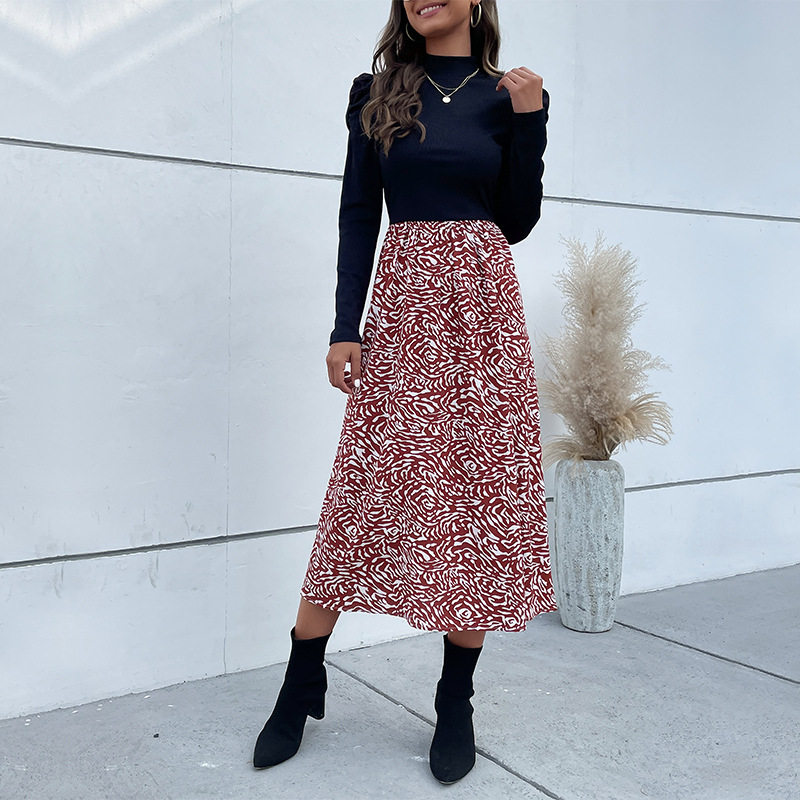 Womens Long Sleeve Color Block Dress Autumn Winter Fashion Casual Vacation Wear Wholesale Available
