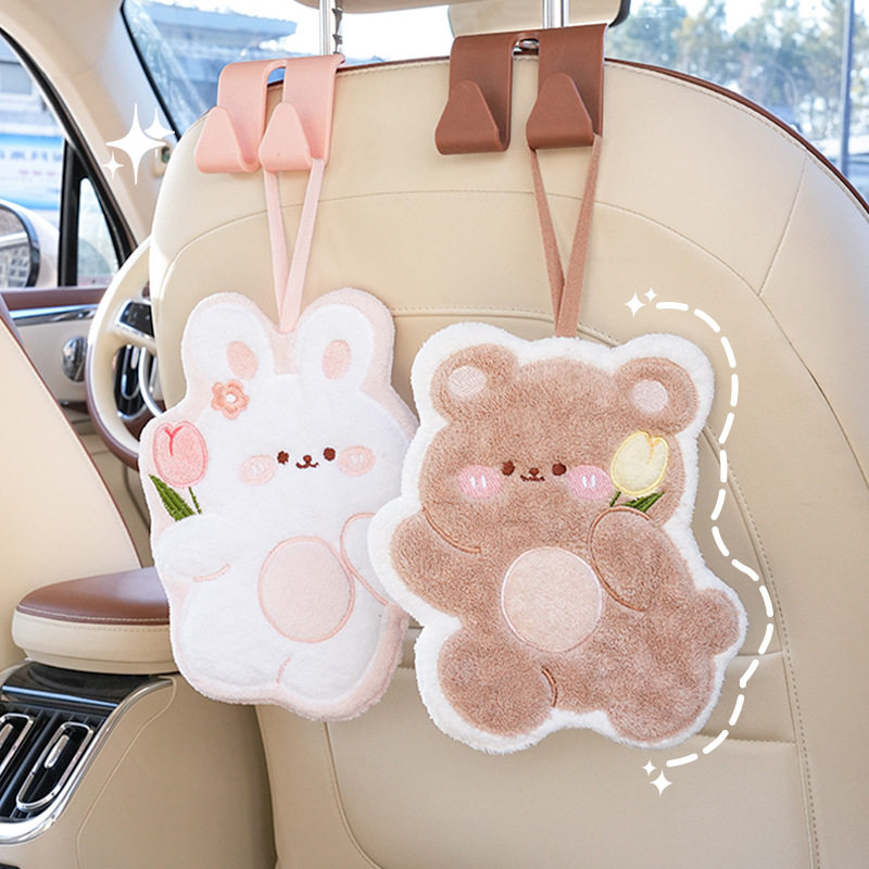 Cartoon Cute Coral Fleece Rabbit Multifunctional Sassafras Hand Towel Home Dining Living Room Decoration Absorbent Hanging Hand Towel Good