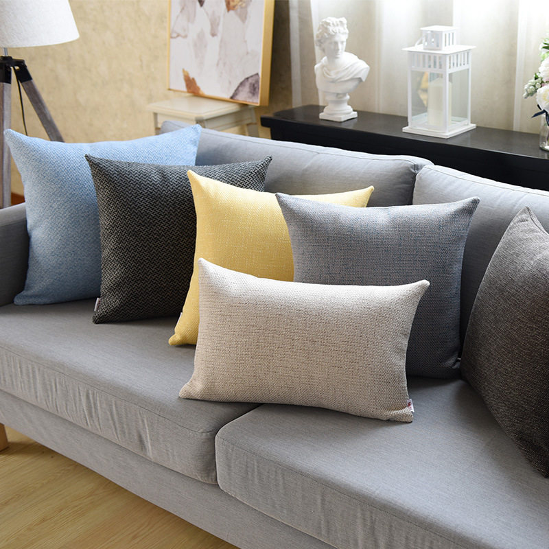Linen Pillow Cushion Sofa Pillow Living Room Office Modern Simple Large Backrest Bedhead Waist Pillowcase Without Core