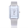 womage mesh strap couple watch fashionable simple style rectangular dial silver mesh bag men's and women's watch