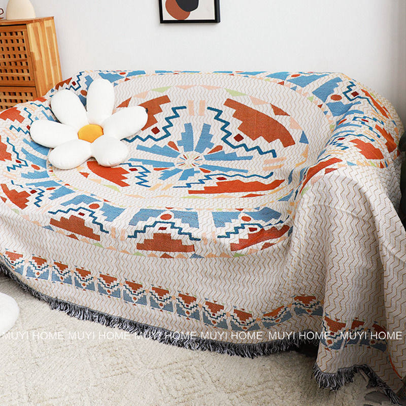 Bohemian Blanket Cover Sofa Towel Cotton and Linen Fabric Sofa Cover Sofa Protective Cover Dust Blanket Cover Towel Cover