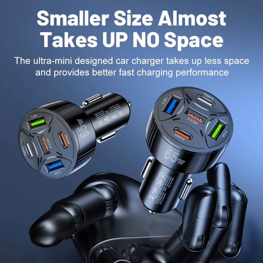 Logo 65W New Car Charger car charger 3USB + 2PD support super fast charging car charger