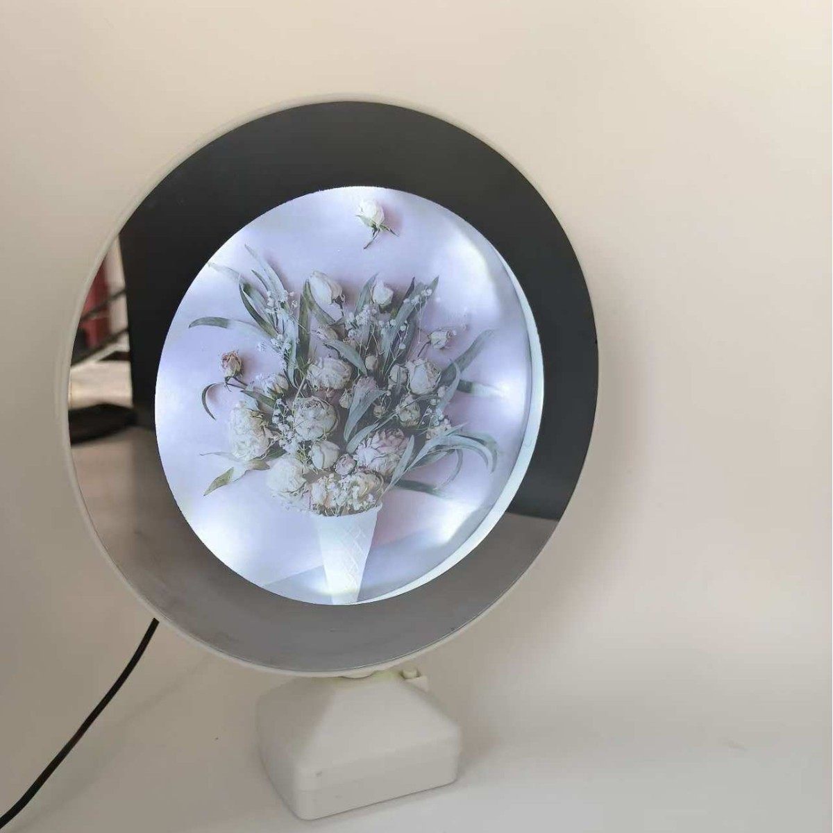 Round LED light photo frame magic mirror table night light ins creative versatile gift manufacturers straight hair new ornaments