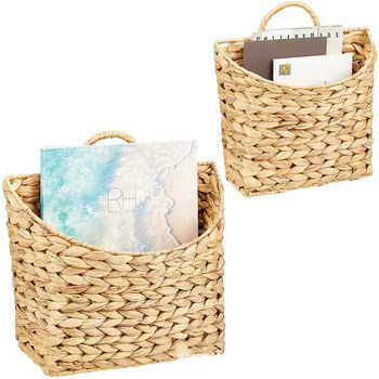 Cross-border Wall-mounted Storage Basket Water Hyacinth Straw Key Sundries Storage Basket Wall Magazine Envelope Rack Arrangement Basket