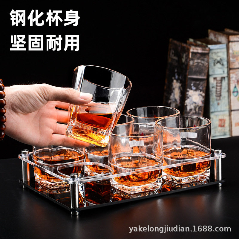 Tempered Glass Cup Beer Cup Set Bar KTV Special Anti-Drop Personalized Wine LOGO Acrylic Wine Cup Holder