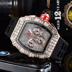 Factory spot wholesale cross-border foreign trade diamond Richard multifunctional barrel quartz watch men's watch women
