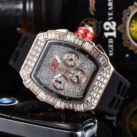 Factory spot wholesale cross-border foreign trade diamond Richard multifunctional barrel quartz watch men's watch women