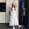 Korean Style Crocheted Cut Out Vest Vest Dress Suit for Women 2025 Summer New High-End Slimming Look and Flesh-Covering Two-Piece Set