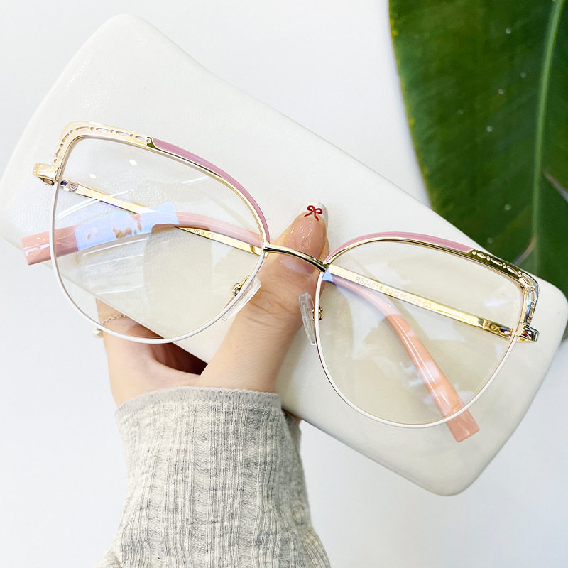 New retro anti-blue light metal glasses frame Internet celebrity same fashion high-looking plain glasses large-eye glasses frame