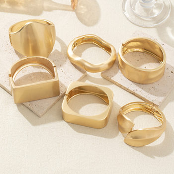 European and American Cross-Border Popular Matte Brushed Gold Open Bracelet Personalized Design Gold Sweep Frosted Texture Bracelet Wholesale