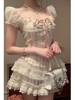 Pastoral Princess 2.0 Summer Ballet Style Sweet Top Puff Skirt Waist Slimming Hot Girl Skirt Two-Piece Set