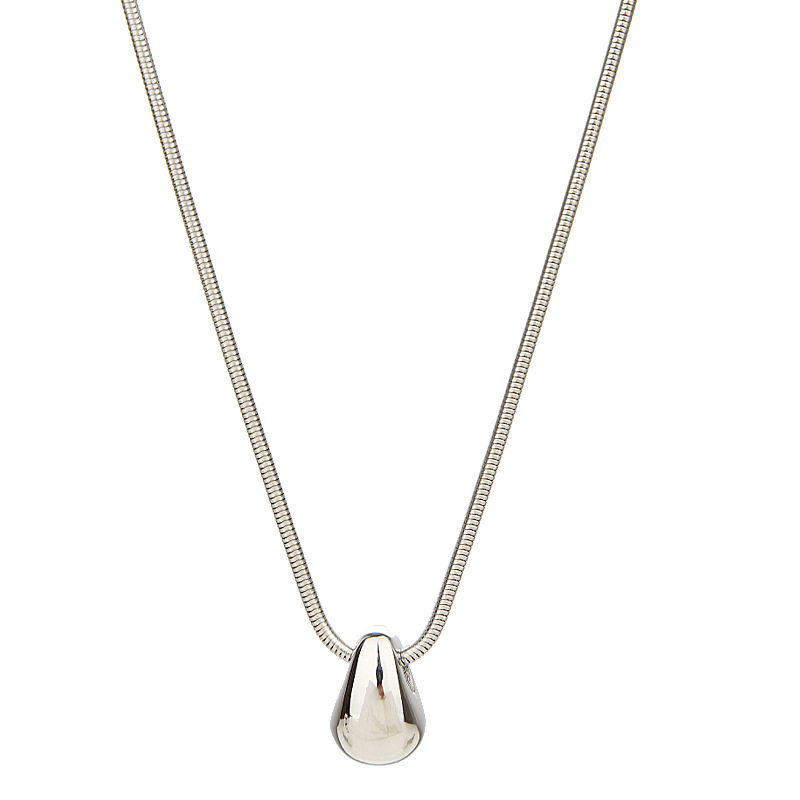 Simple silver Water Drop Titanium Steel Necklace Women's Color-free Light Luxury Niche High-end Long Sweater Sweater Chain Accessories