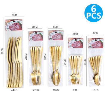 Amazon Stainless Steel Tableware 6 Pack PVC Bag Cross Border Knife and Fork Spoon Western Steak Knife and Fork Spoon Supermarket Set