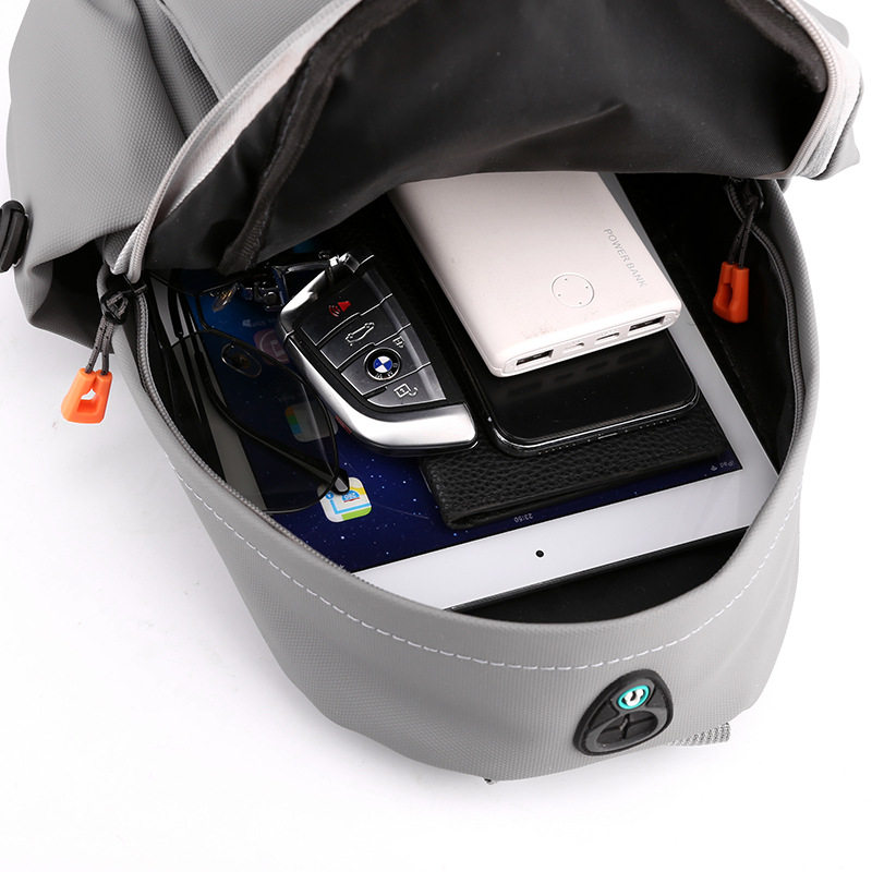 Cross-Border Men's Chest Bag Korean Style Casual Simple Fashion Versatile Shoulder Bag Multi-Functional USB Charging Crossbody Backpack