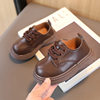 Children's small leather shoes 2023 spring new girls simple British small children's shoes lace-up boys shoes