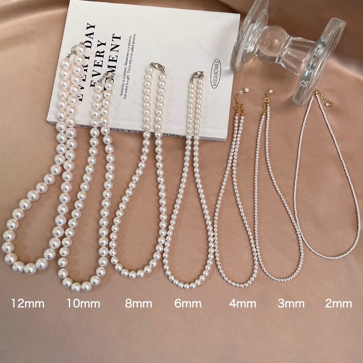 Round 650 Pearl White Shijia Pearl Necklace Titanium Steel Yuanbao Buckle Accessories Women's Light Luxury Niche Collarbone Chain