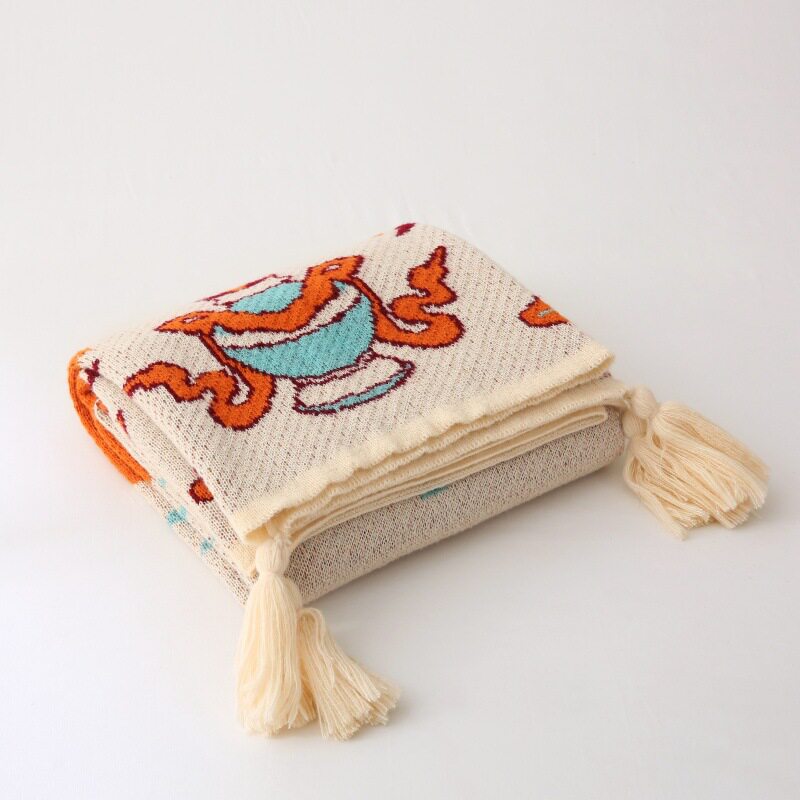 Scandinavian Style Office Nap Air-Conditioned Blanket Knitted Blanket Tassel Leg Blanket B&B Bedside Towel Sofa Blanket
