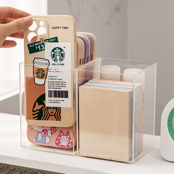 Pen container ins high color value set simple non-printed acrylic student dormitory desktop makeup brush sundries storage bucket