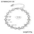 E578-steel color round diamond zircon bracelet