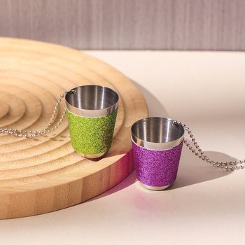 Factory Supply Stainless Steel with Chain Beads Portable Small Wine Glass Party Party Carnival Personalized DIY Wine Glass