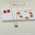 Pink double-sided mother-of-pearl three-piece set