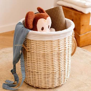 Hand-Woven Rattan Clothing Storage Basket Dirty Clothes Basket Dirty Clothes Basket Japanese Style Storage and Organization Dirty Clothes Storage Basket