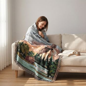 Cross-Border Amazon Temu Tapestry Throw Bible Eagle Line Blanket Decorative Cover Sofa Towel Tapestry