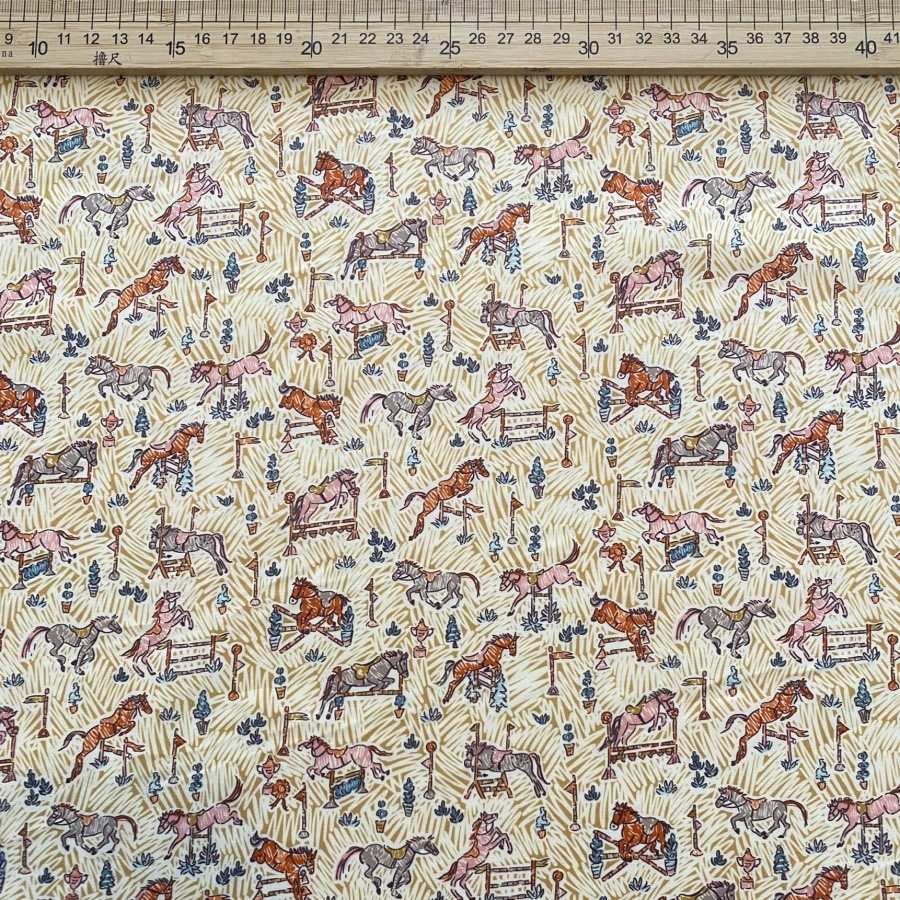 [80-Count Thickeneded American Long-Staple Cotton] Gymkhana Pony Domestic Replacement Pure Cotton Thin Soft Printed Fabric