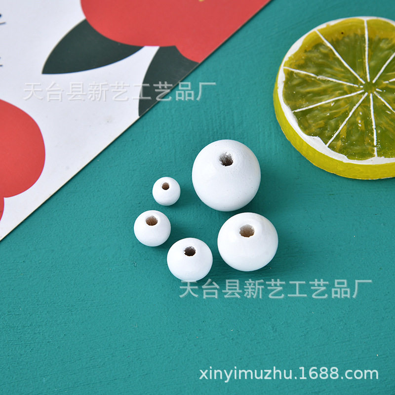现货白色环保木珠 6-30mm手工串珠散珠荷木圆珠 diy禾木饰品配件