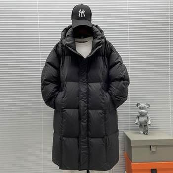 Teenagers' Mid-Length down Jacket Men's Thickeneded Winter Loose Trendy Brand High School Student White Duck down Warm Jacket