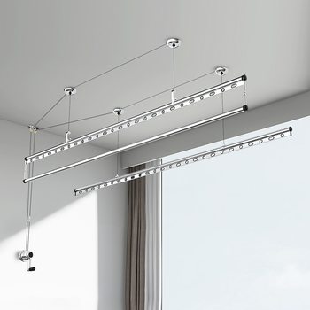 [Government Subsidy] Clothes Drying Rack Hand-Operated Lifting Clothes Drying Rod Indoor Balcony Home Manual Clothes Drying Rack