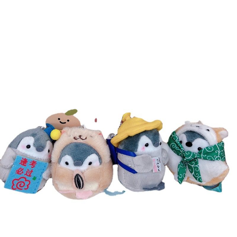 Japanese cute transformation positive energy Penguin keychain pendant plush grab machine Doll Doll bag bag ornaments wholesale