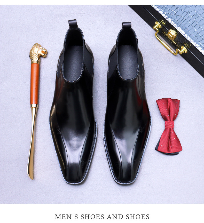 Giày Chelsea Boot nam cổ cao da bò thật phong cách công sở — Màu nâu, Màu đen, Màu cà phê