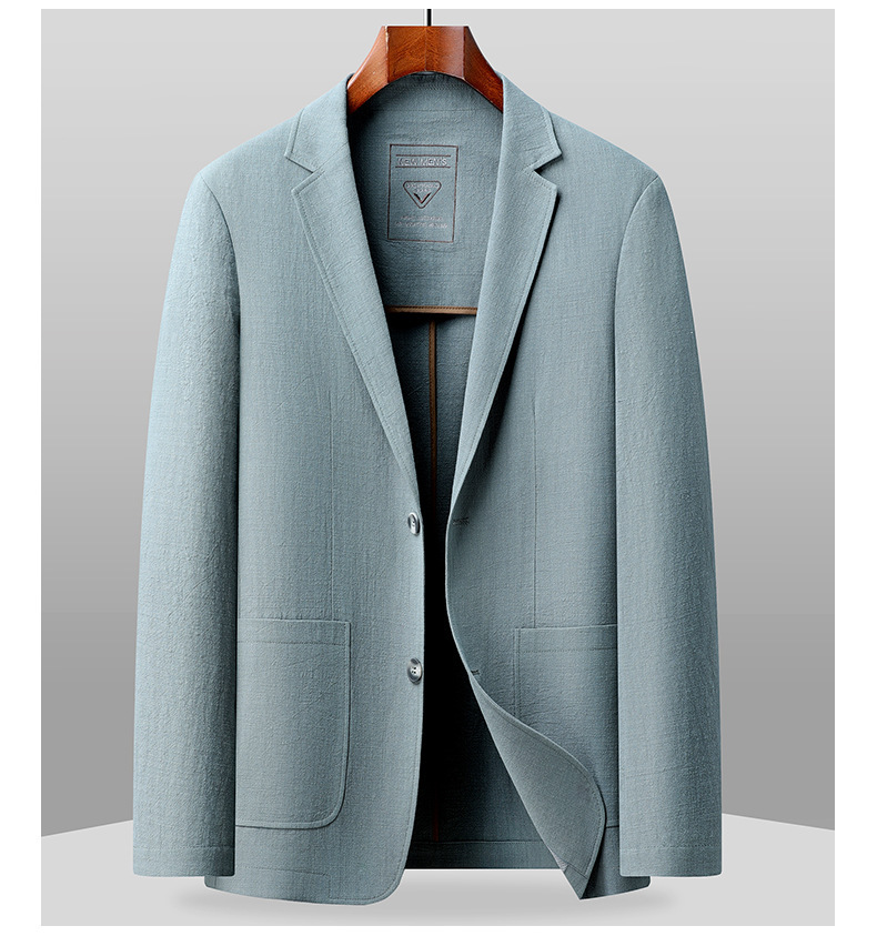Áo vest nam cotton mỏng nhẹ mùa xuân thu, blazer công sở thoáng khí không nhăn — Màu be, Màu đen, Màu xanh lam, Màu xanh lá