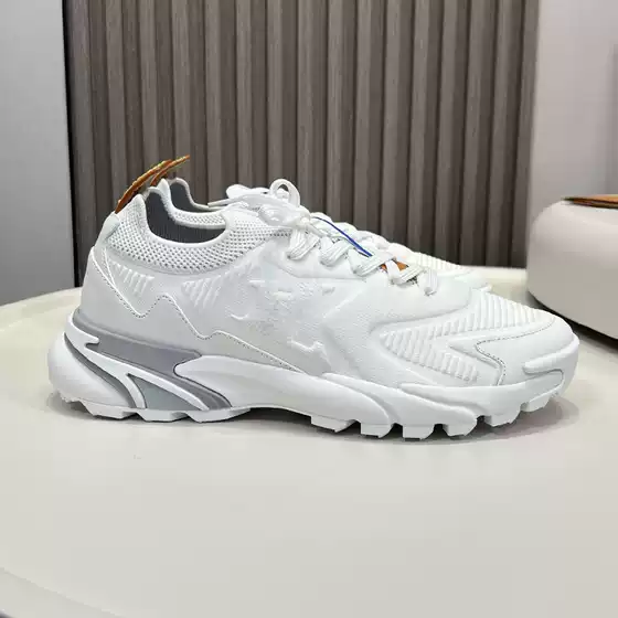 Guangzhou High-End Version of Lv 2026 New Model Fly-Knit Dad Shoes Breathable Mesh Thick-Soled Height-Increasing Casual Sports Shoes for Men